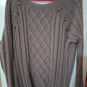 Cable Knit Button-Detail Sweater